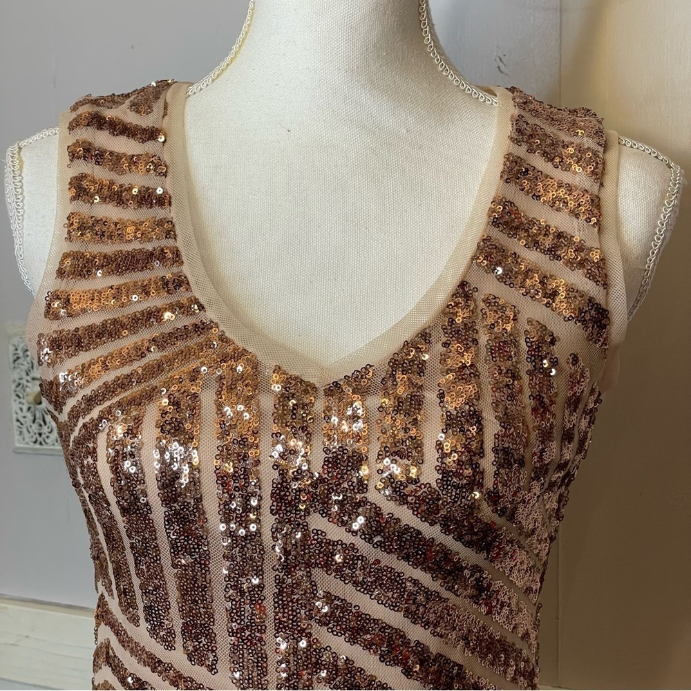 Black Label Gold Sequin Mini Dress – Modern Gatsby Glam | Size Small - Picture 9 of 16